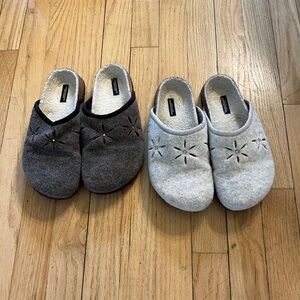 american eagle felt clogs size 6. (2) pairs brown and cream with star cutouts